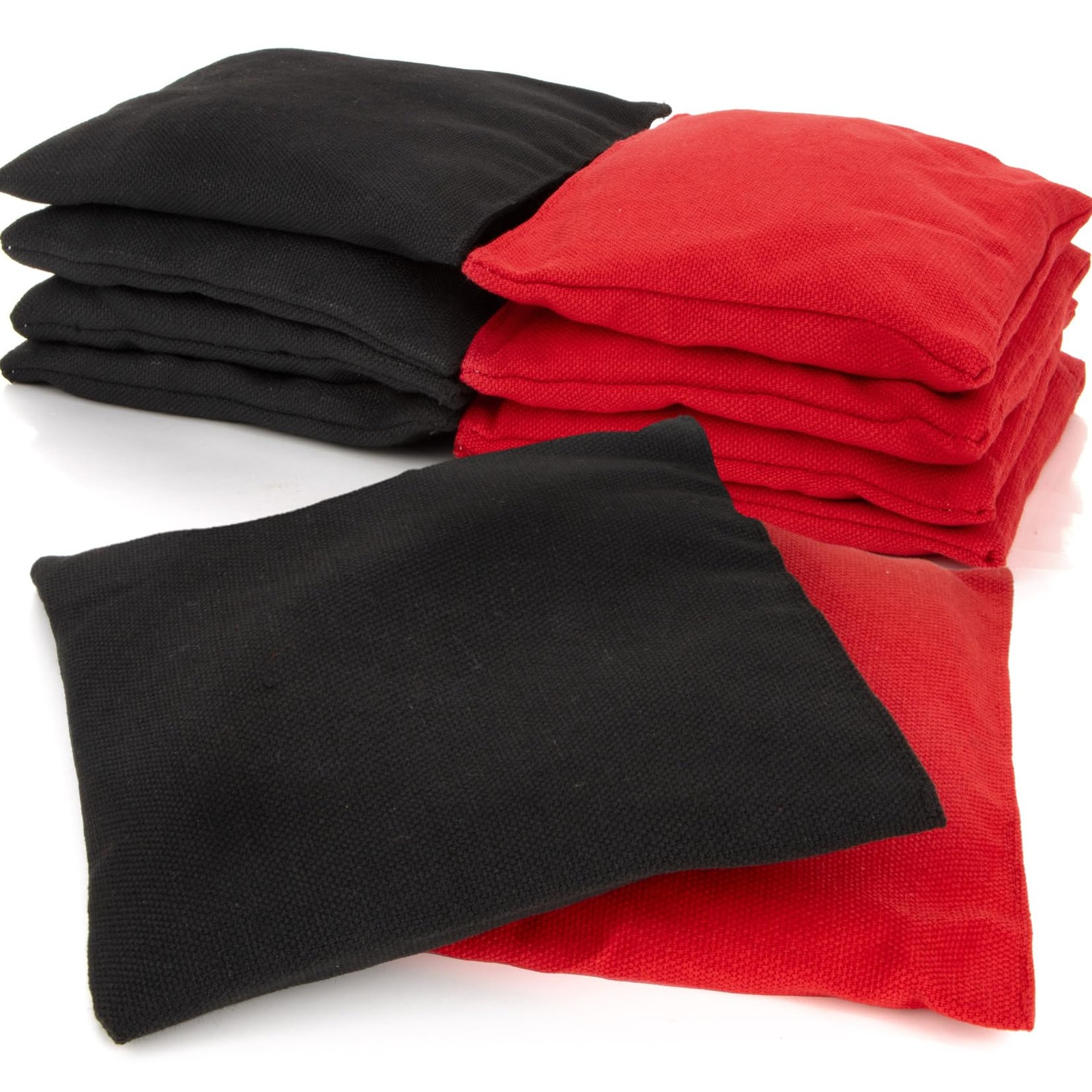 8PCS Cornhole Bags Regulation - Black & Red Bean Bags for Tossing