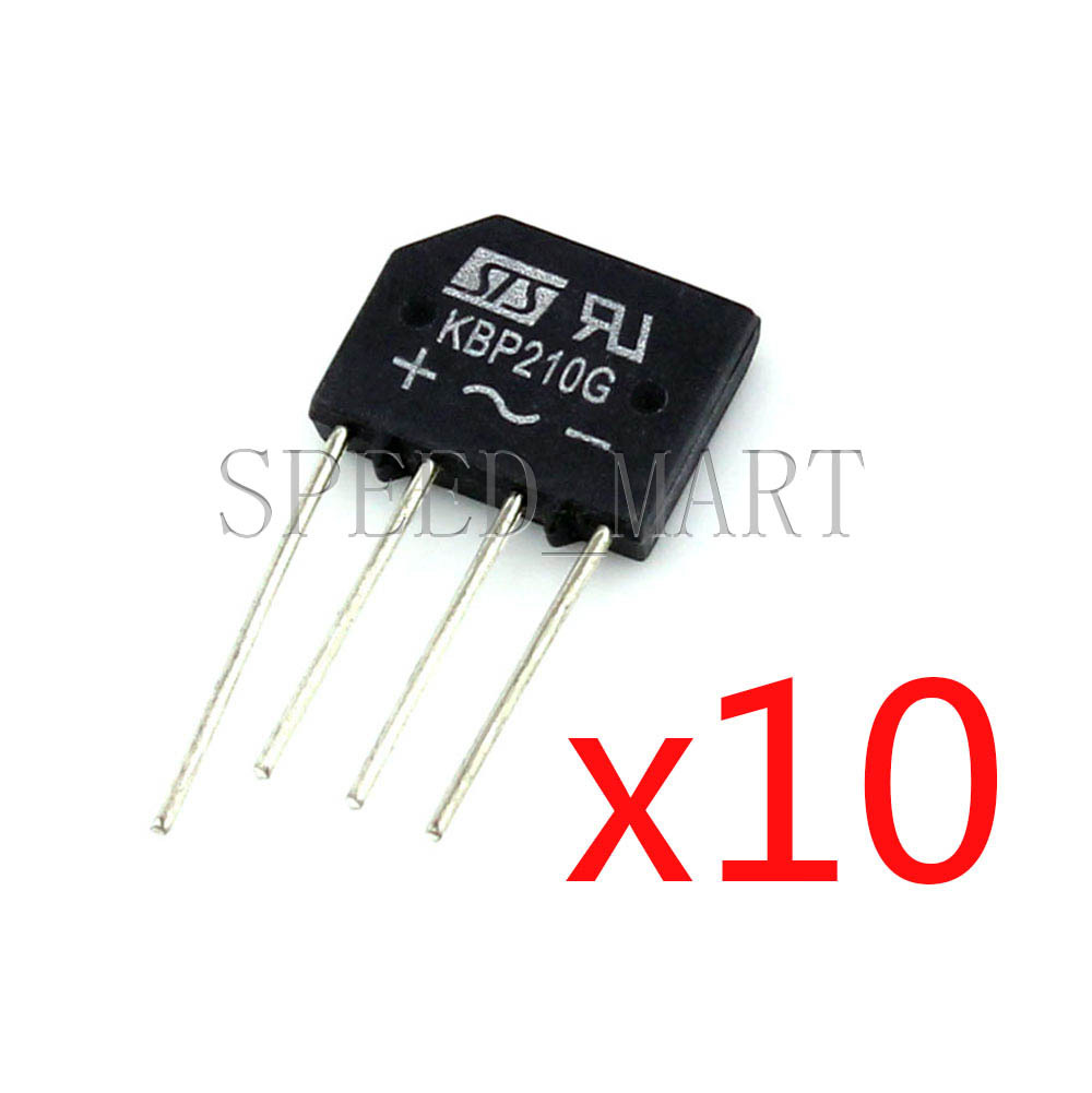 10 pcs KBP210 Bridge Rectifier Gleichrichter 1000V AC change DC 2A KBP-210