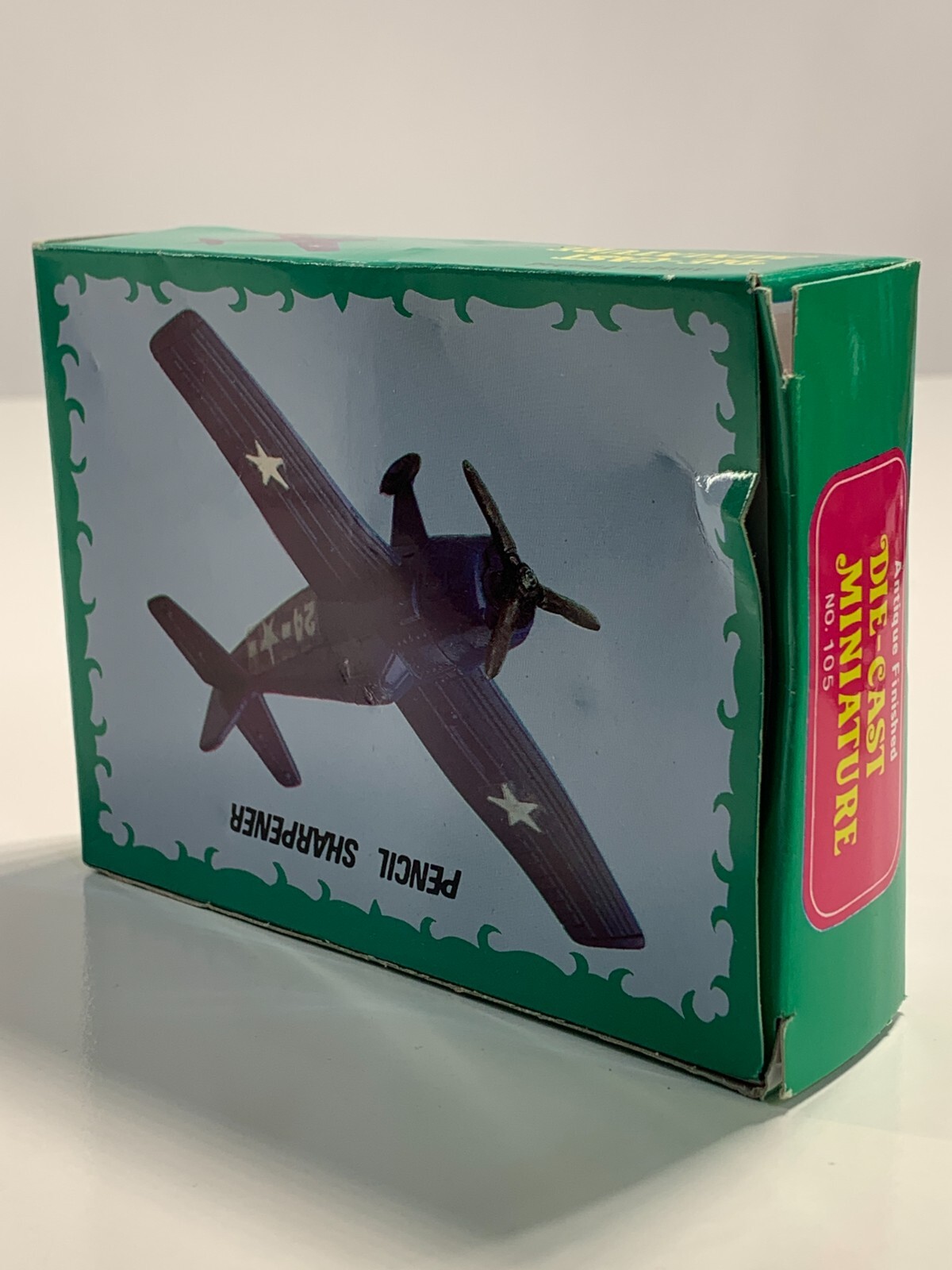 Vintage Die-Cast Pencil Sharpener Small Engine Airplane With Box PSF1