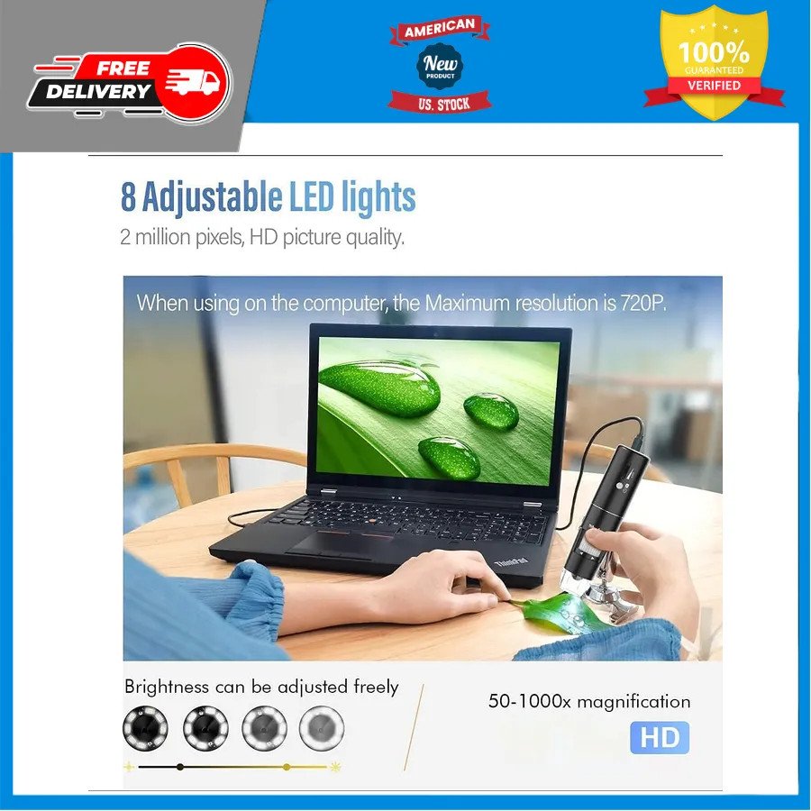 Wireless Digital Microscope 50X-1000X WiFi Handheld Camera with Adjustable Stand
