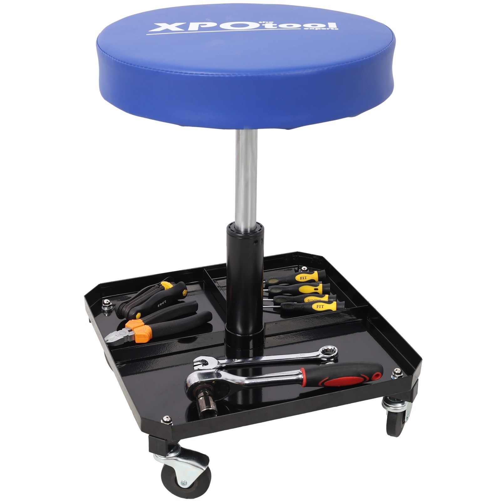 250LBS Rolling Pneumatic Creeper - Adjustable, Tool Tray