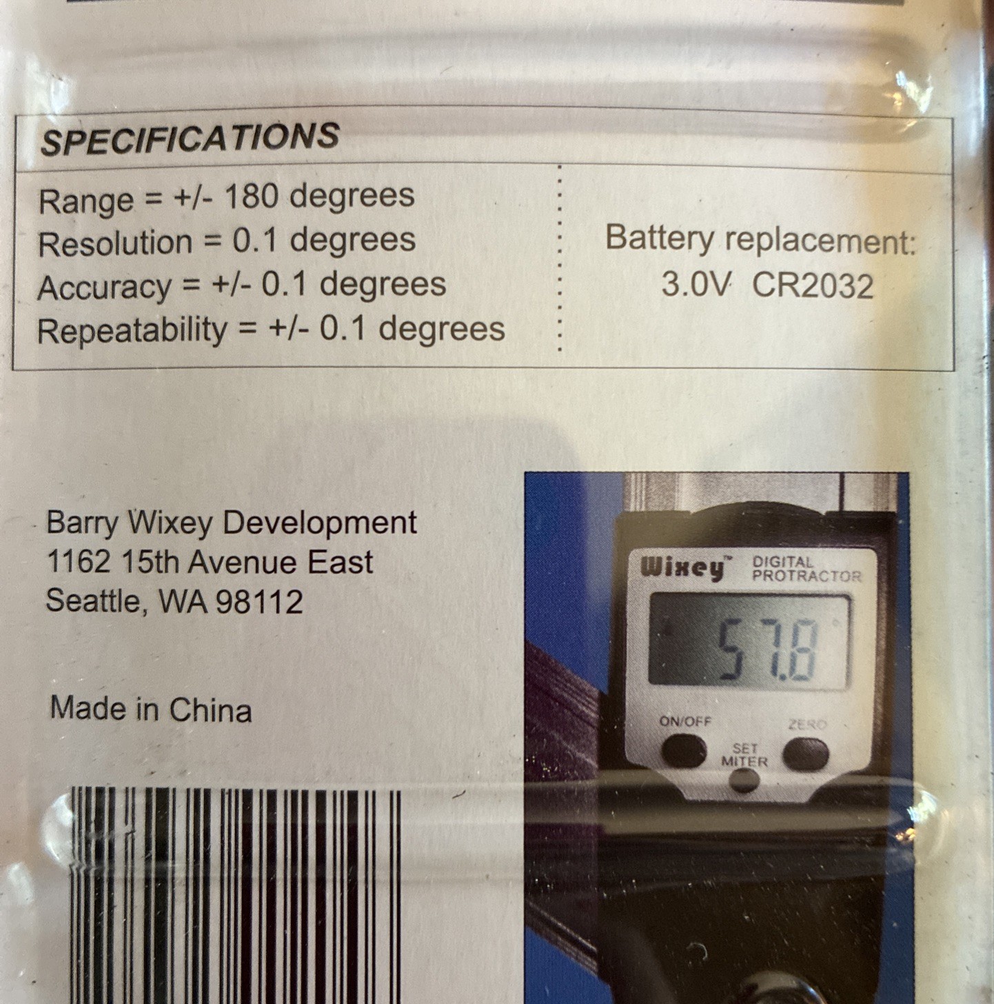 New 8" (203mm) Wixey Digital Protractor With Set Miter Function (WR410)