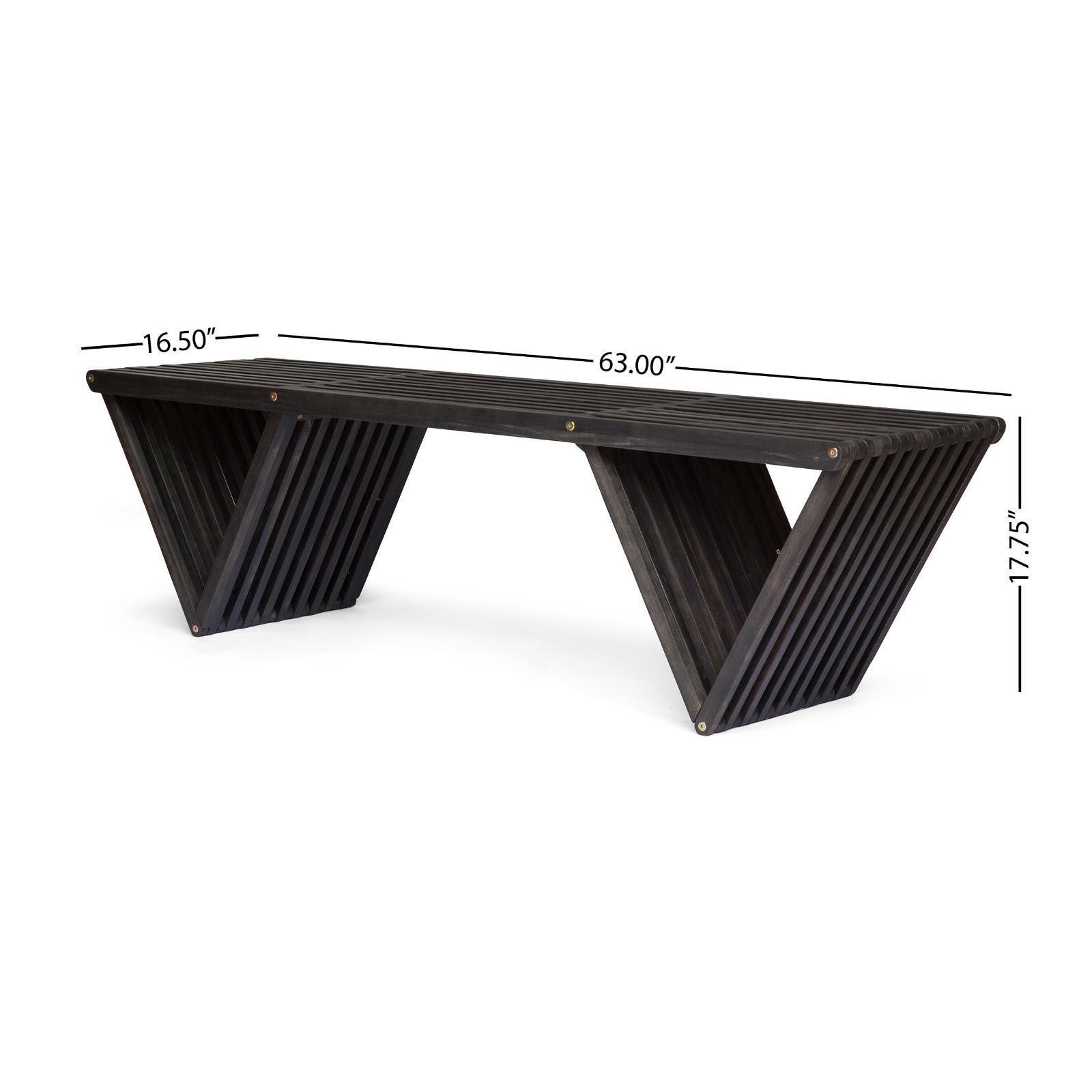 Transitional Outdoor Bench with Modern Triangular Design & Acacia Wood Frame -