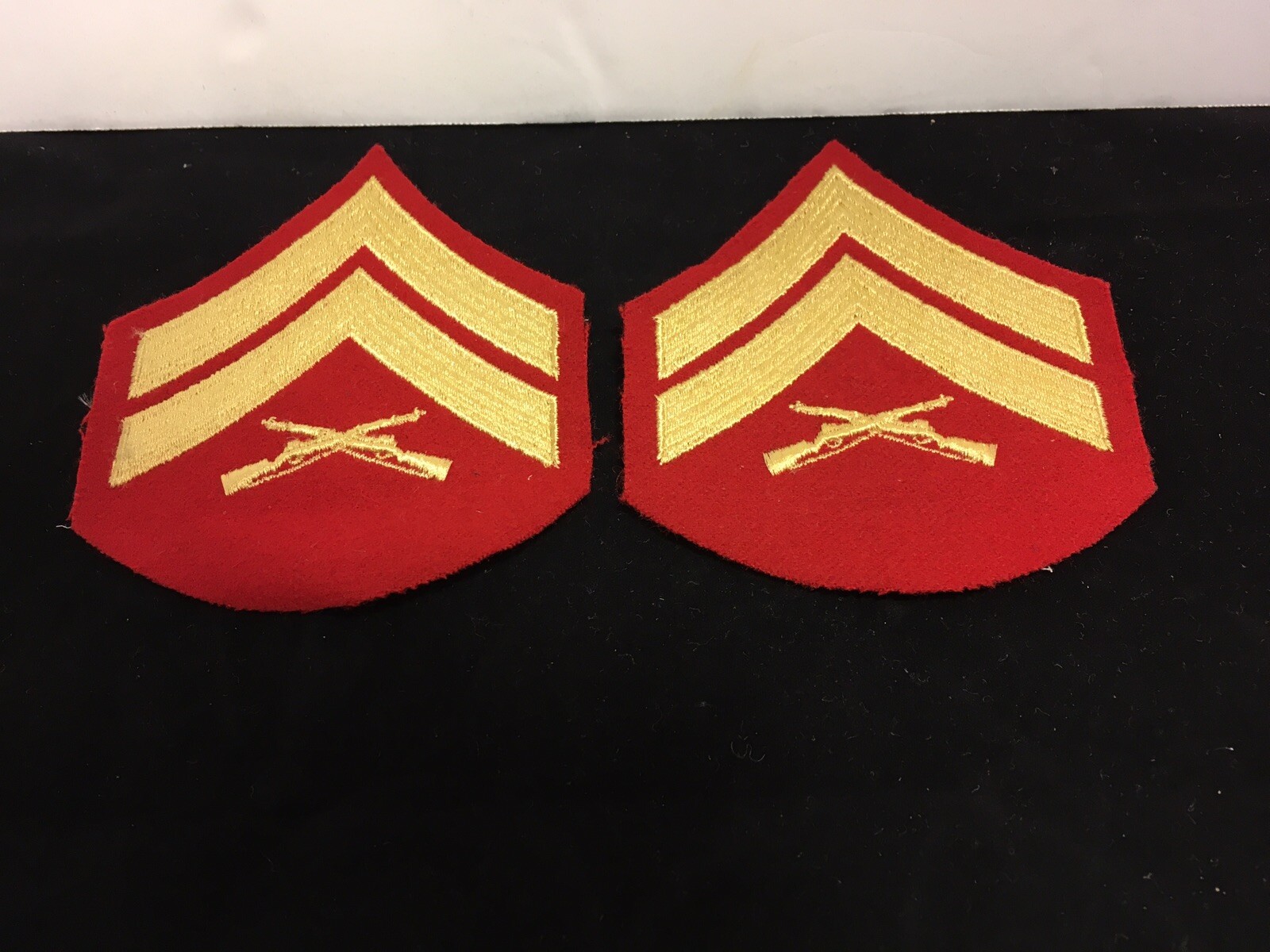 VTG POST WWII U S MARINE CORP SHOULDER PATCHES SET Of 2 RED/ GOLD