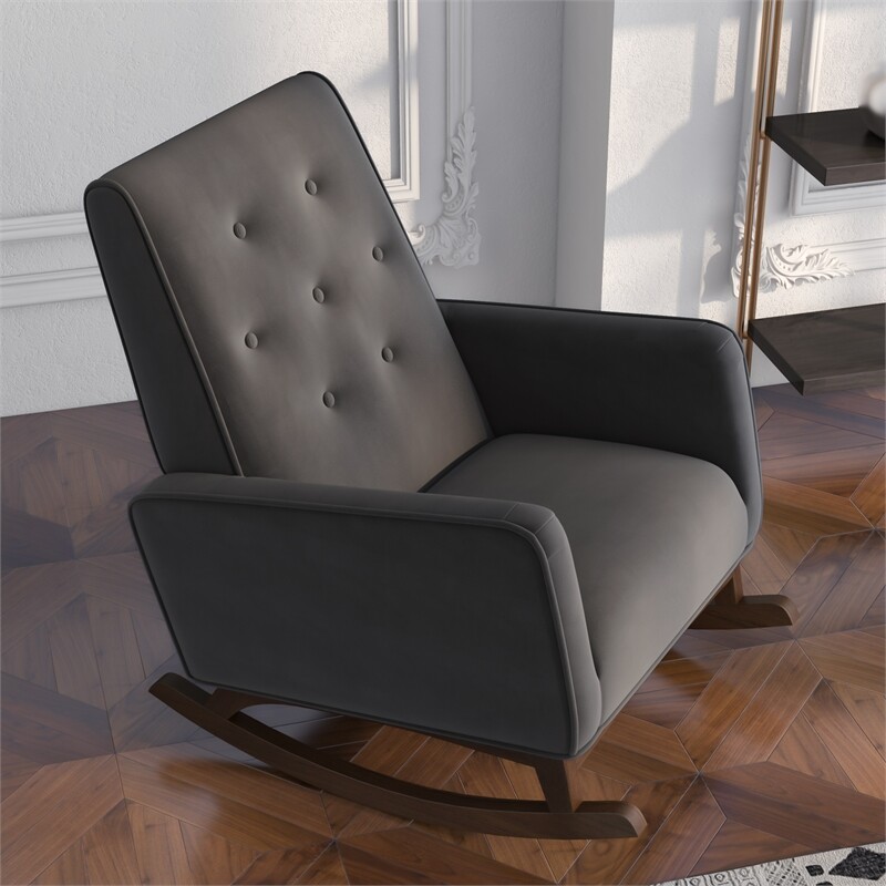 Dalston Tight Back Microfiber Indoor Nursery Rocking Chair in Dark Gray