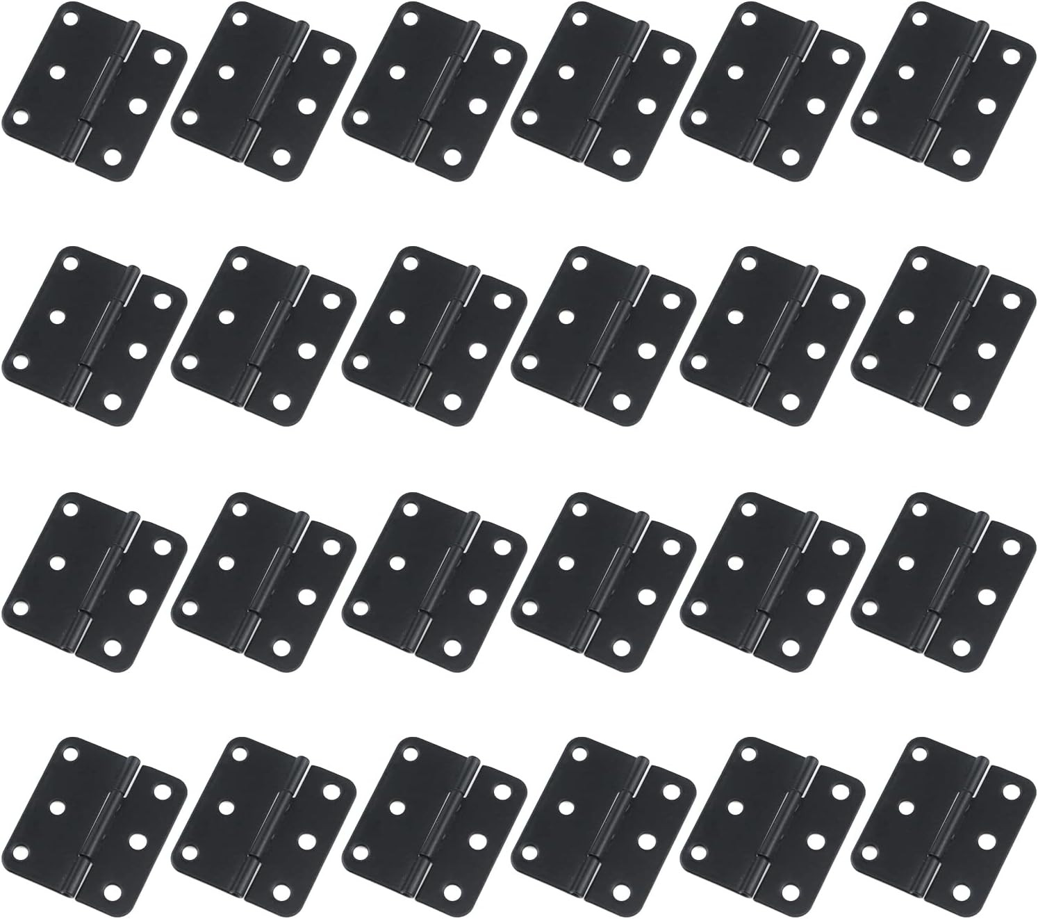 Auvotuis 24Pcs 1-1/2 Inch Length Black Metal Butt Hinges Flat Small Door Hinge