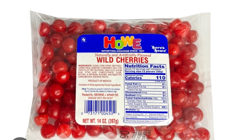 2 14oz bags howe wild cherry sour candy