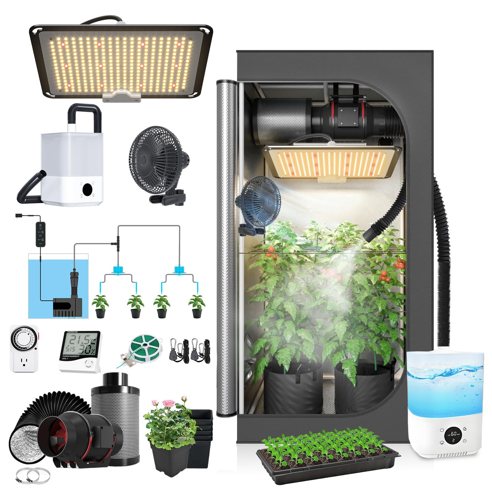 TopoGrow Upgrade Integrated Auto Grow Tent Kit Complete Kit, S1000 LED Grow L...