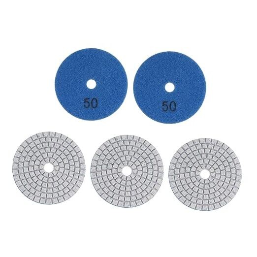 5pcs Diamond Polishing Pads 3" Wet/Dry Polish Pad for Stone Grits 50 Dark Blue