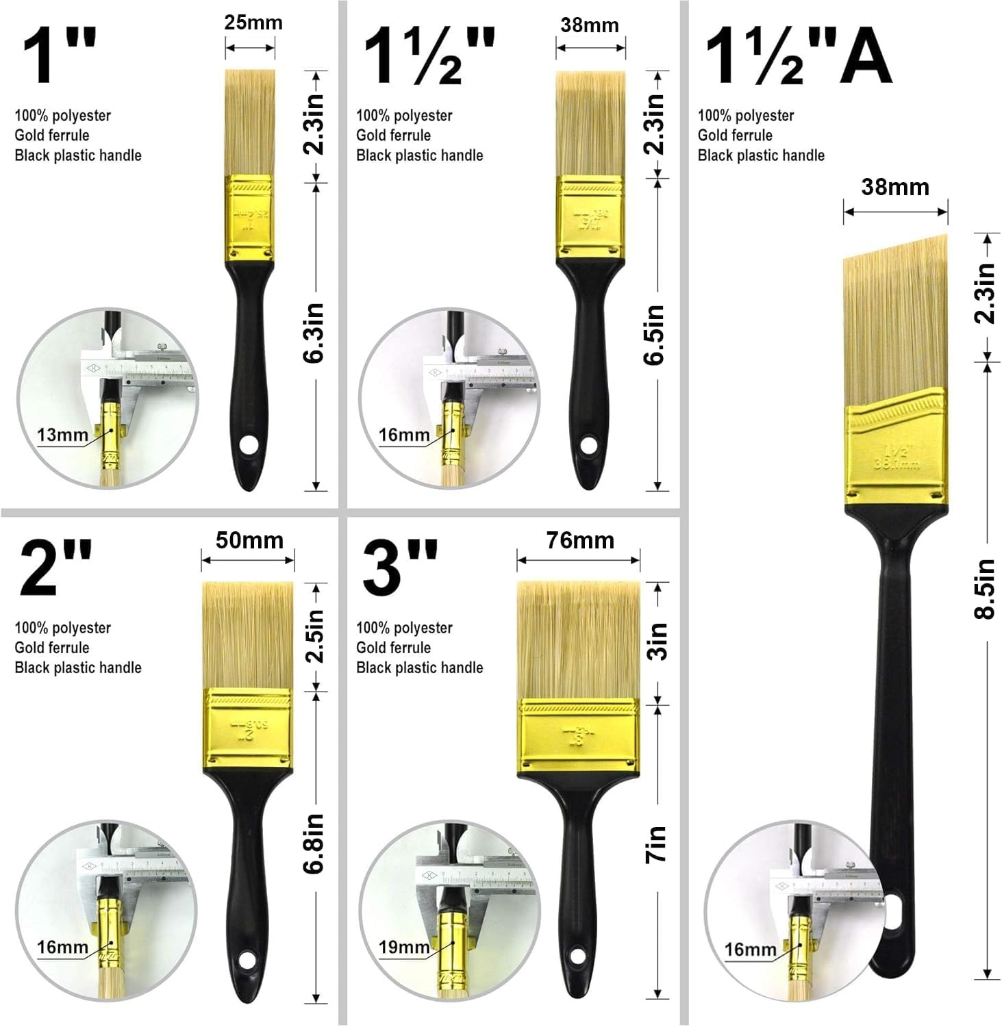 Great Paint Brushes5 PCS Paint Brush Pack Multi Use Flat Paint Brus