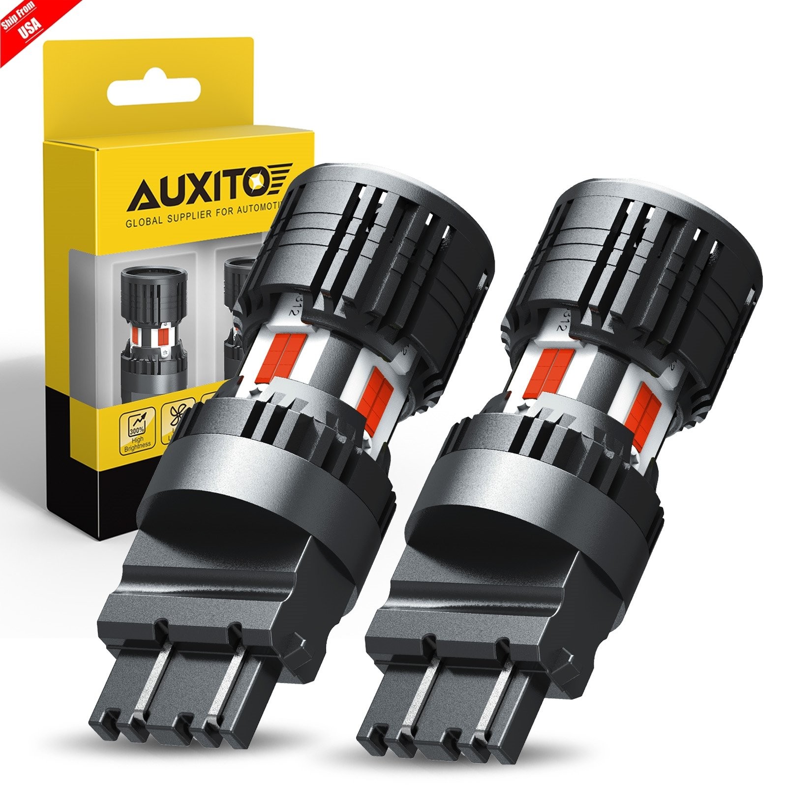 AUXITO 3157 3457 LED Brake Tail Light Bulbs Canbus Error Free Pure Red Bright 2X