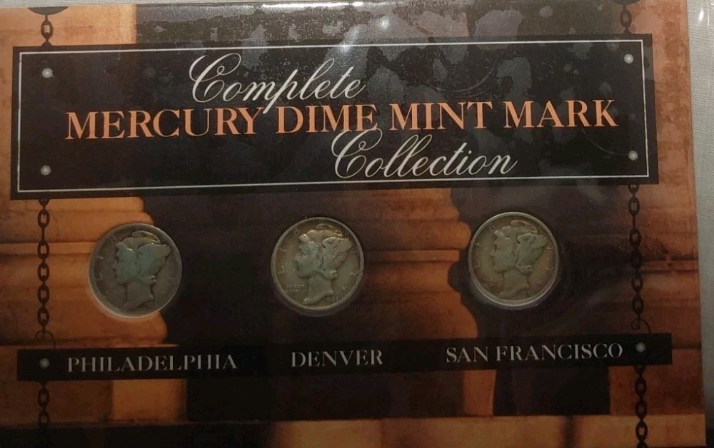 Silver Circulated Mercury Dime Mint Mark Collection 1935 & 1943 Morgan Mint