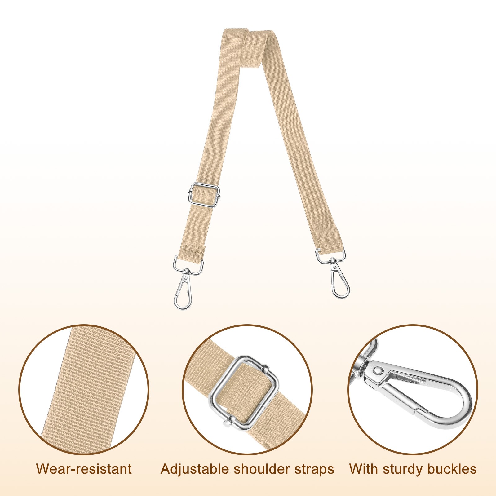 2.5cm Adjustable Light Gold Wide Shoulder Strap with Silver Pull Core Buckle