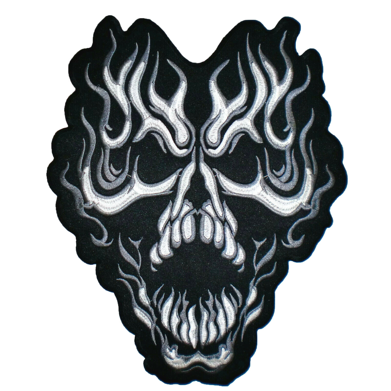 11" Skull Ghost Fire Flame Race Hell Fear Jacket Vest Biker Back Patch Rider