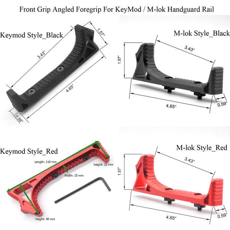 Black/Red/ Color Aluminum Angled Keymod/M-lok Handstop Mount System- Fast Ship