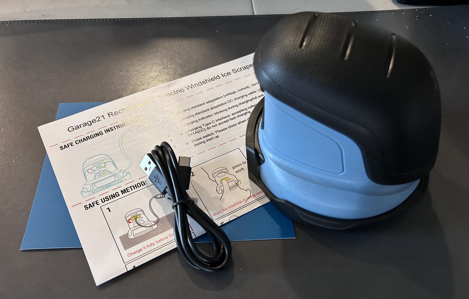 Garage21 Rechargeable Electric Windshield Scraper, Slate Blue - NEW!