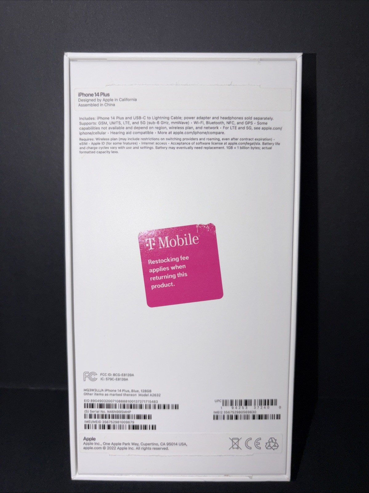 iPhone 14 Plus Box BOX ONLY