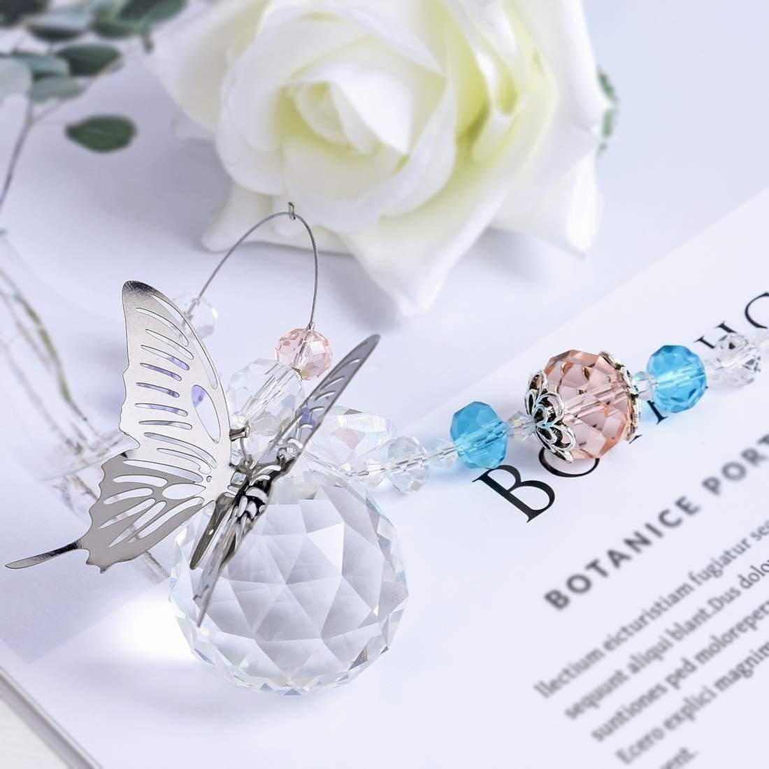 Stunning Handmade Butterfly Crystal Prism Suncatcher - Light & Rainbow Effects