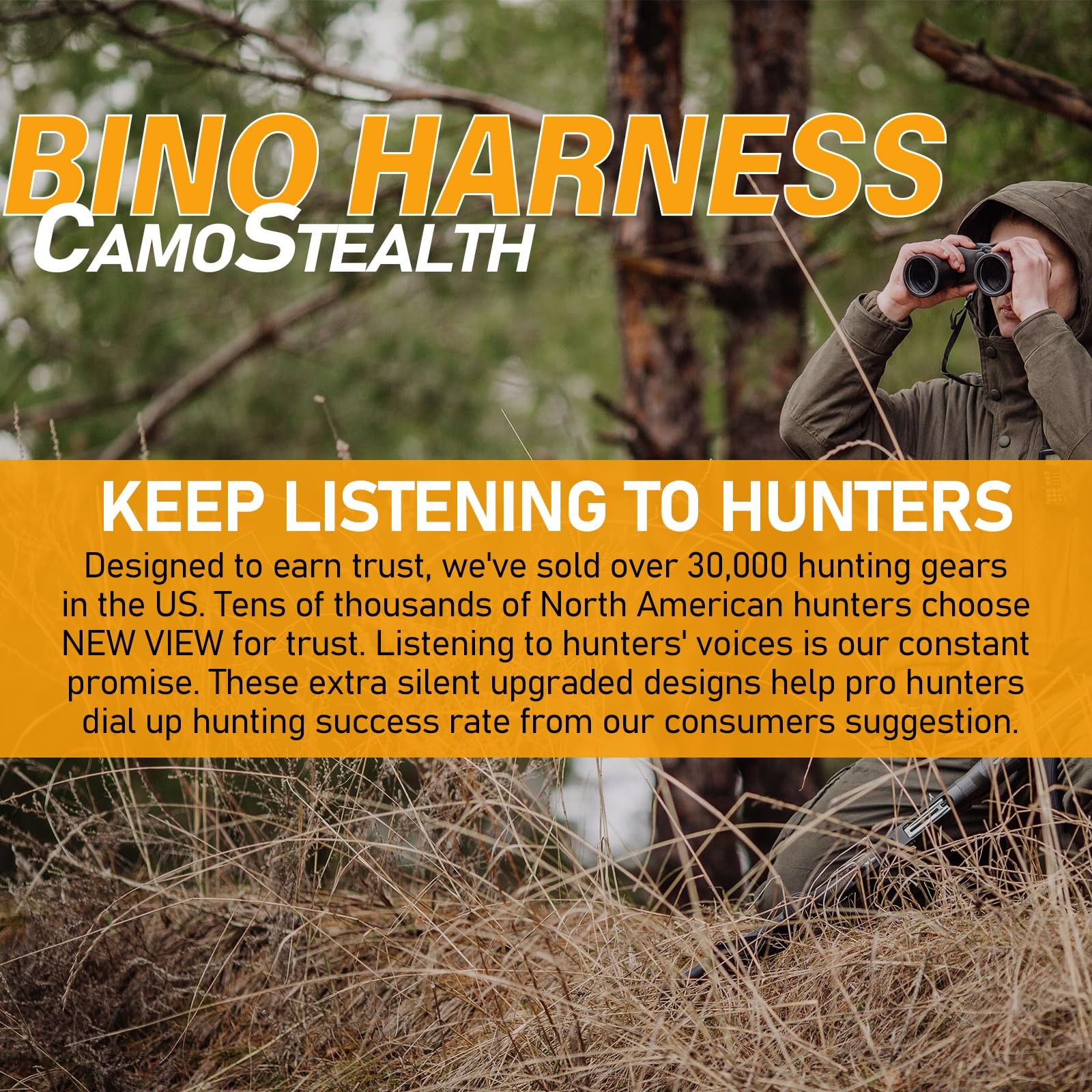 NEW VIEW Binocular Harness Chest Pack, Bino Case with Medium, Camo Quiet