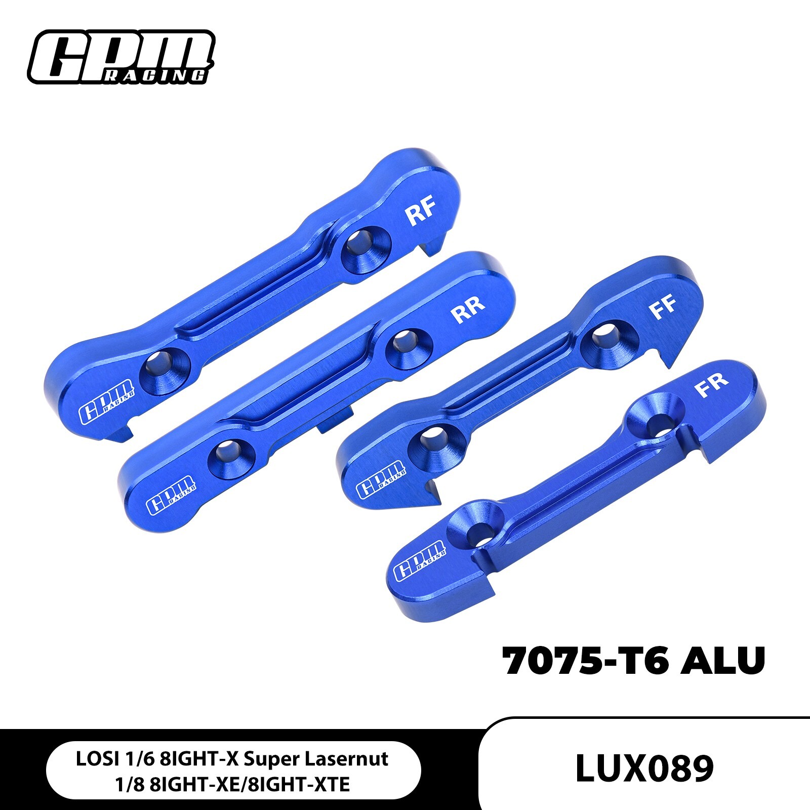 GPM 7075 Alloy F & R Lower Suspension Mount LOSI 1/6 8IGHT-X Lasernut 8XE 8XTE