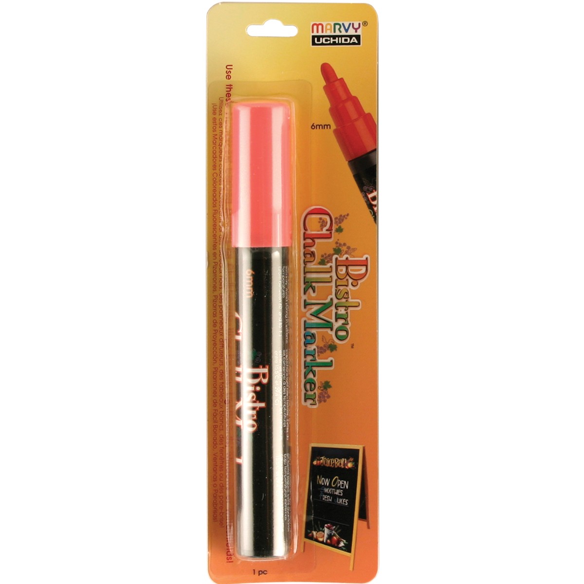 Uchida Bistro Chalk Marker 6mm Bullet Tip-Fluorescent Red