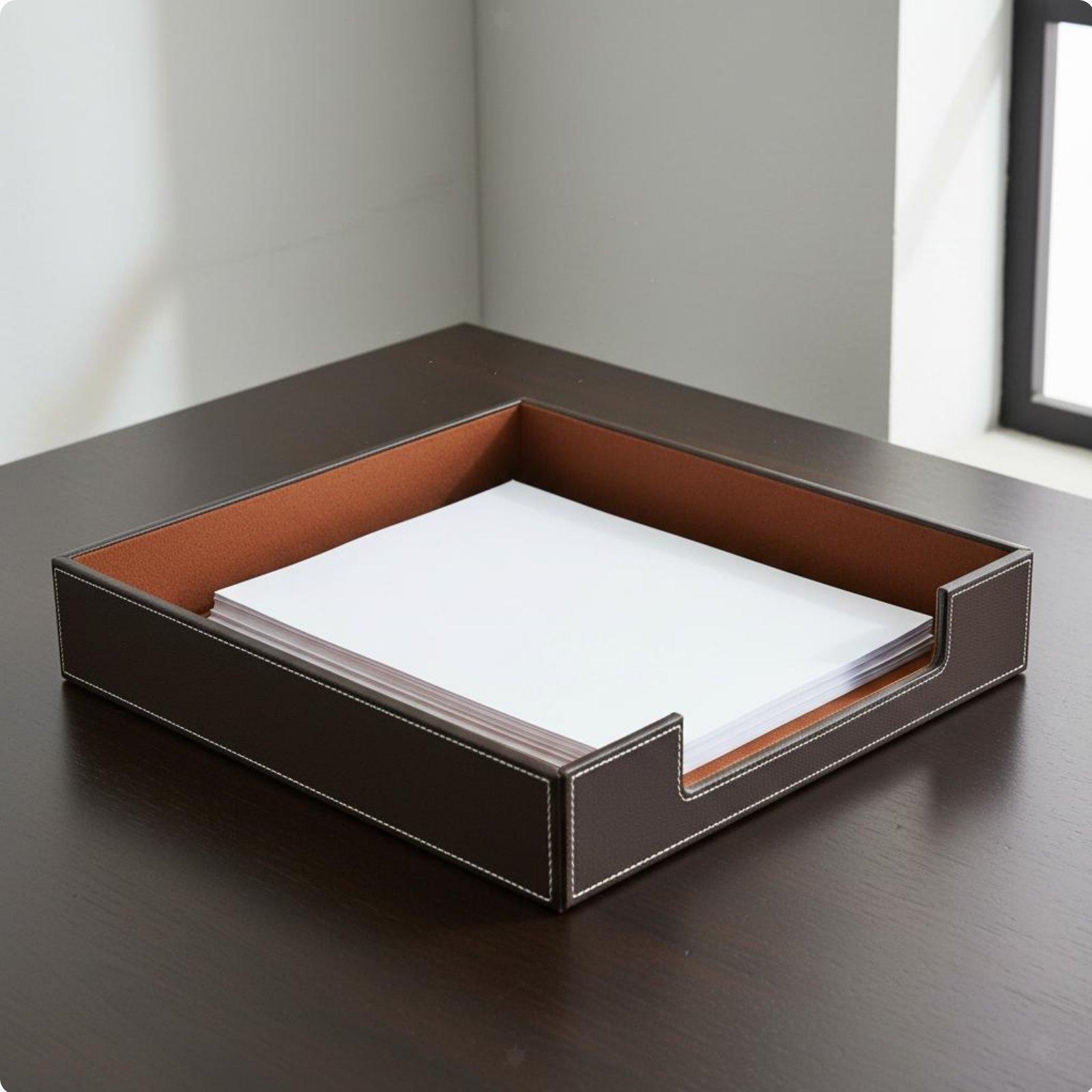 Leather Document Tray Elegant Design A4 File Holder Space-Saving A4 Paper Holder