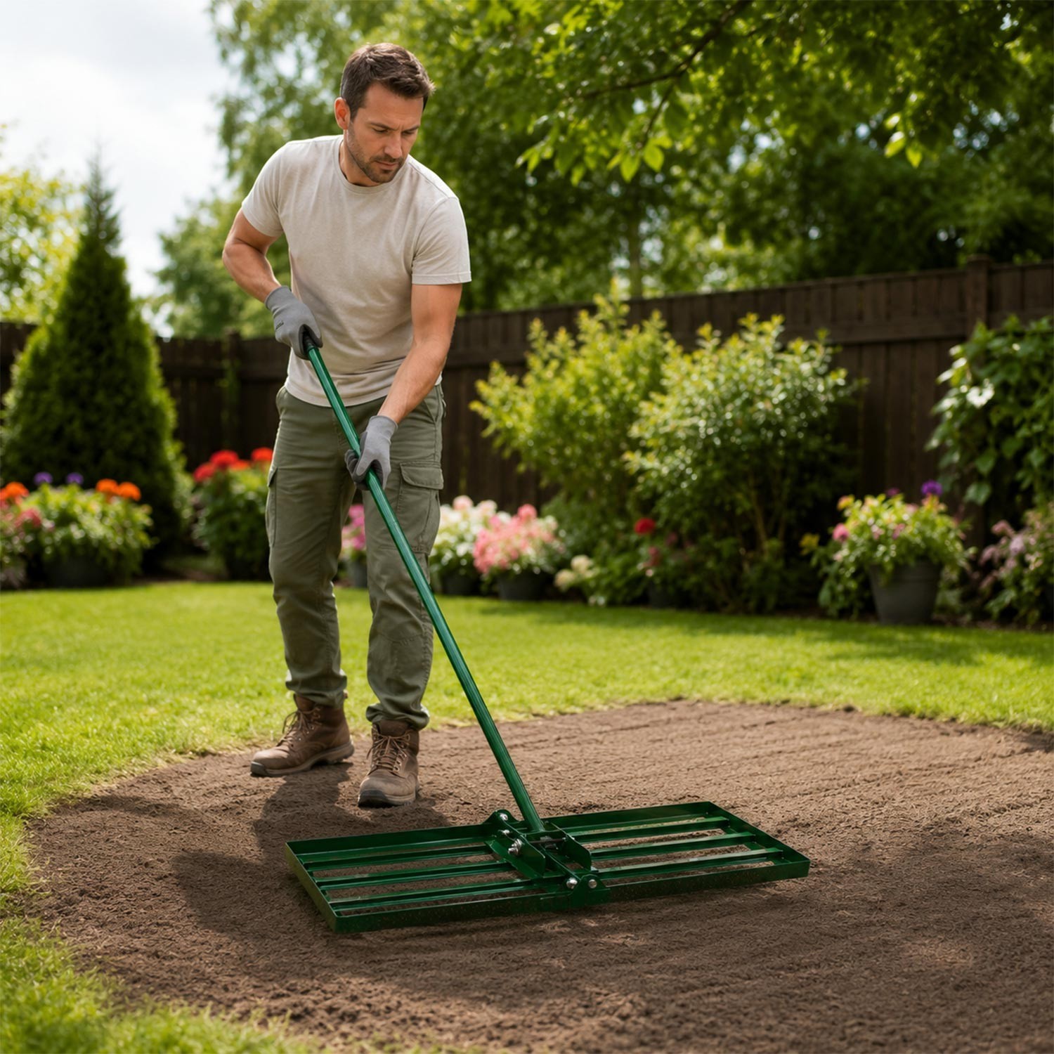 Lawn Leveling Rake 79.5in Handle Heavy Duty Sand Compost Yard Tool