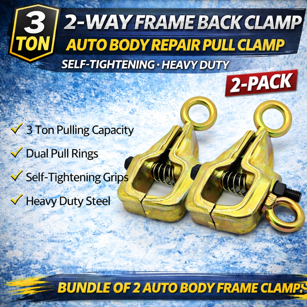 2-PACK 2Way Frame Back 3 Ton Self-Tightenin​g grips auto Body Repair Pull Clamp