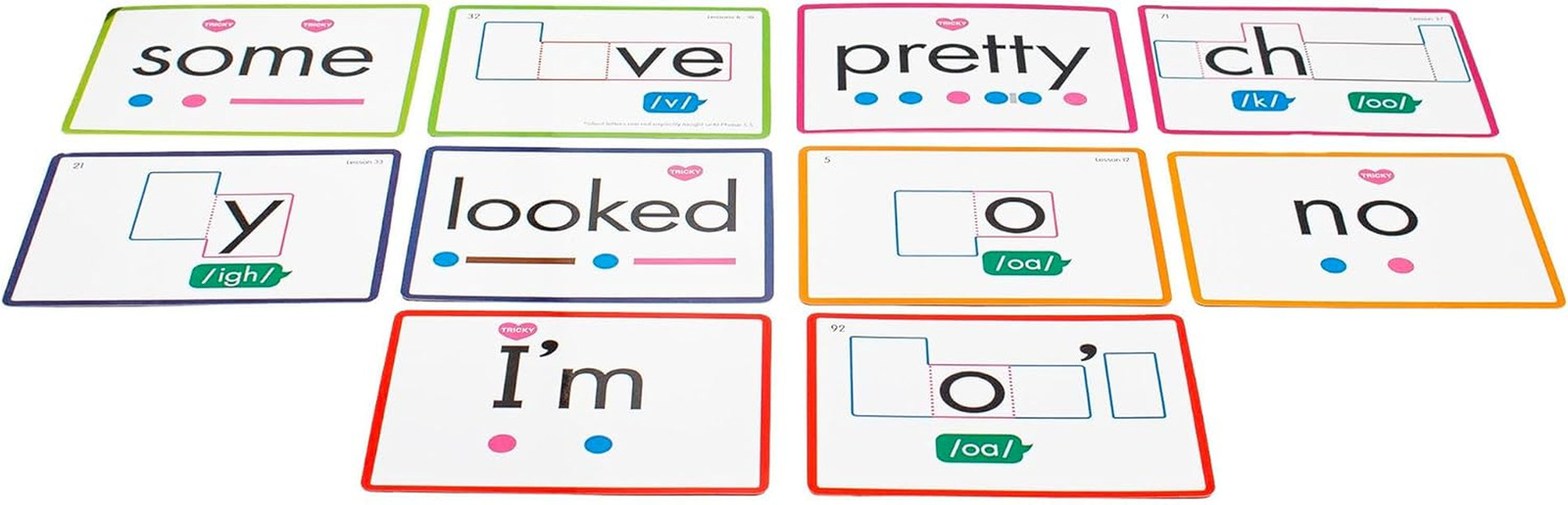 : Rainbow Phonics - Heart Words - 93 Word Cards, Flash Cards Use Visual Clues to
