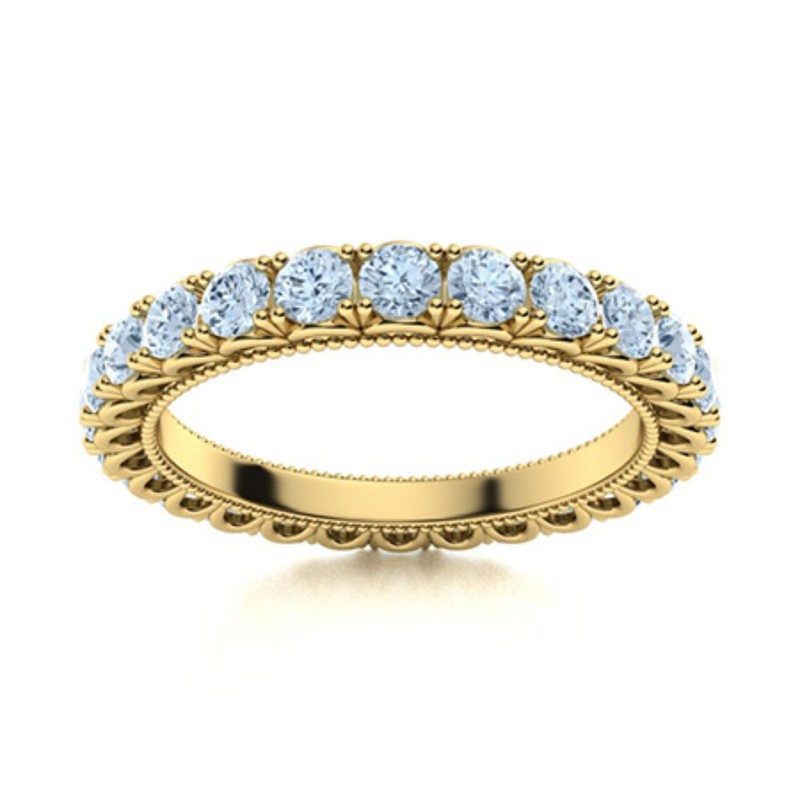 Natural Aquamarine 925 Sterling Silver Handmade Eternity Statement Ring