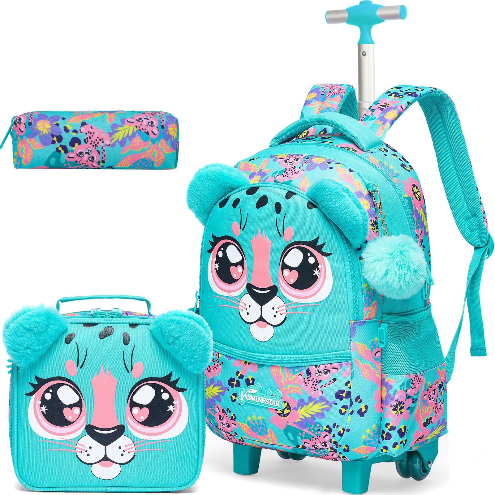 Rolling Backpack for Girls Backpacks with Wheels for Elementary School Studen...