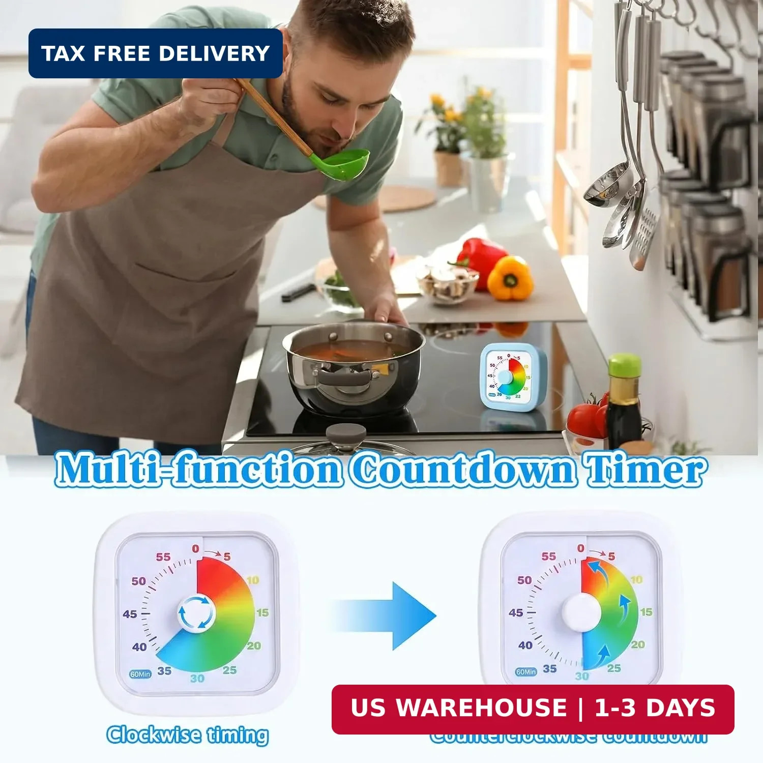 4 Pack Visual Timer 60 Minute Countdown Timer Colored Countdown Clock for Homesc