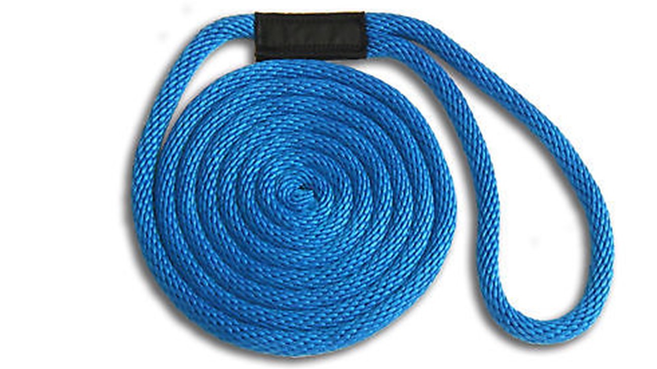 Solid Braid Nylon Dock Line 5/8" x 30' Floats Non-Fading / USA Made - ROYAL BLUE
