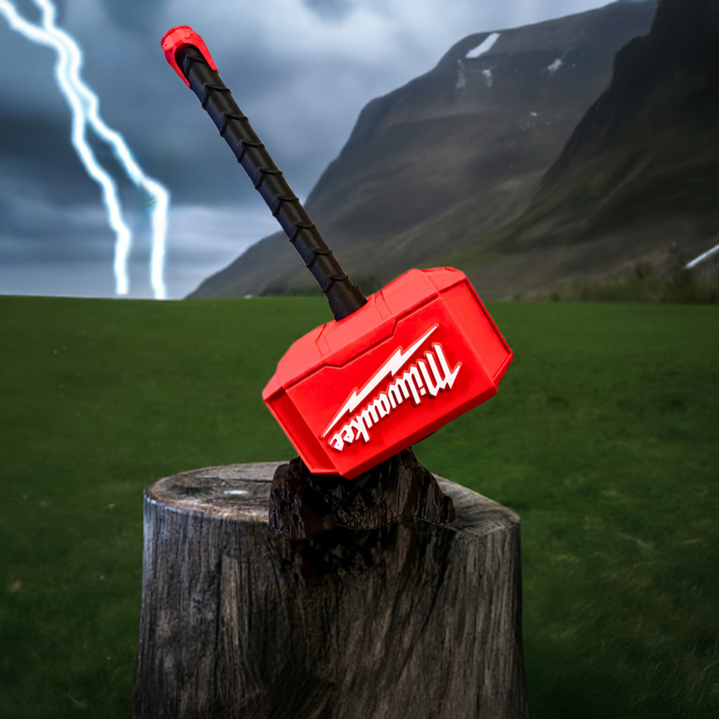 Red & Black Thor’s Hammer Display Piece | Tool-Inspired Collectible for Tradies