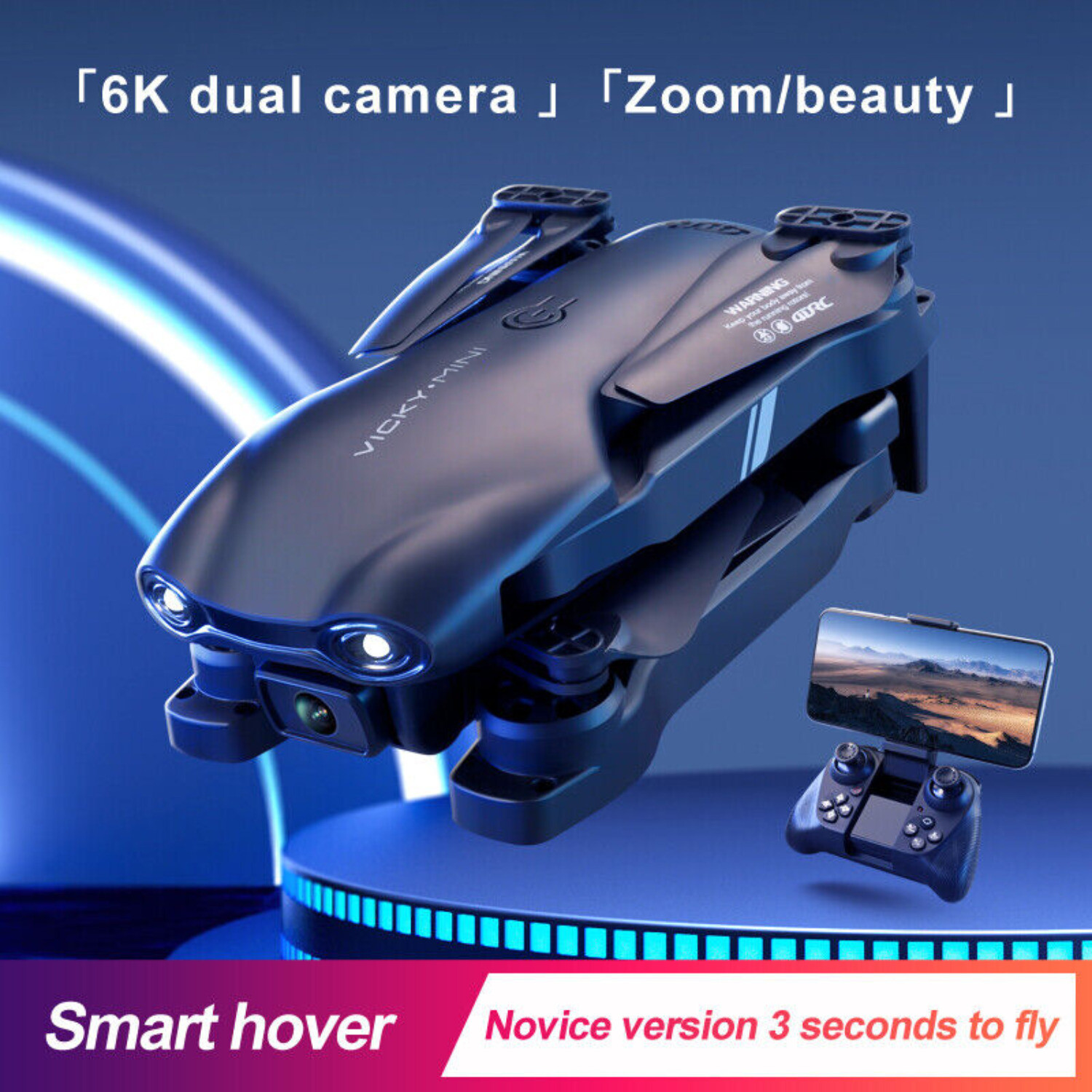 RC Drone WiFi FPV 6K HD Camera Quadcopter 2 Batteries Stable Hover Gravity 4DRC