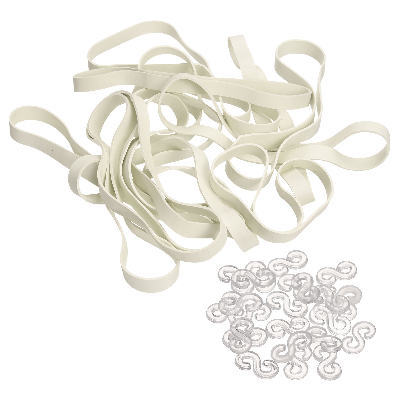 65Pcs Rubber Bands, 7.09x0.39 Inch Elastic Bands Cable Ties for Office, White