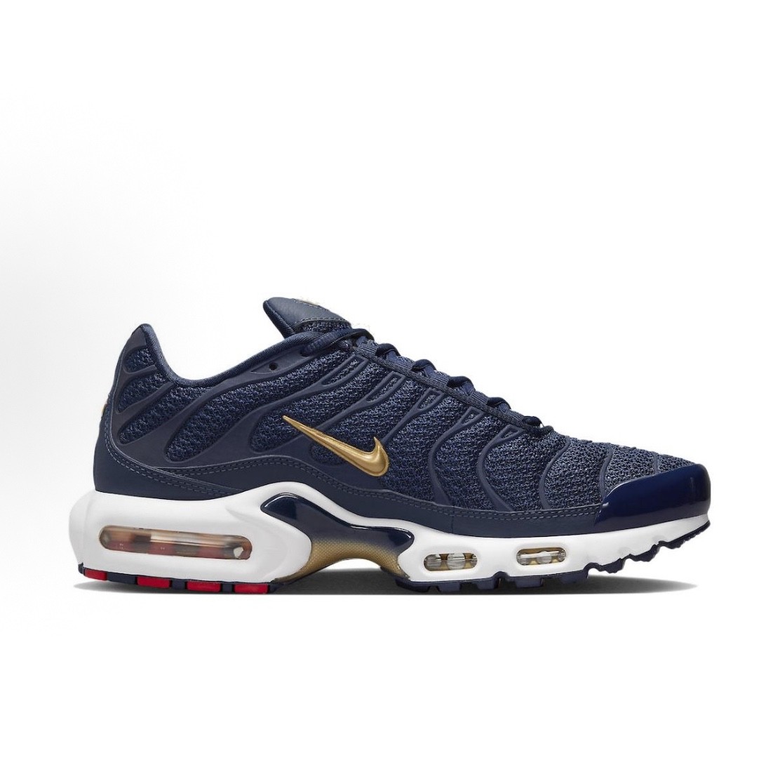 🌟 Nike Air Max Plus TN White And Gold/Blue Man Shoe Size 7-12