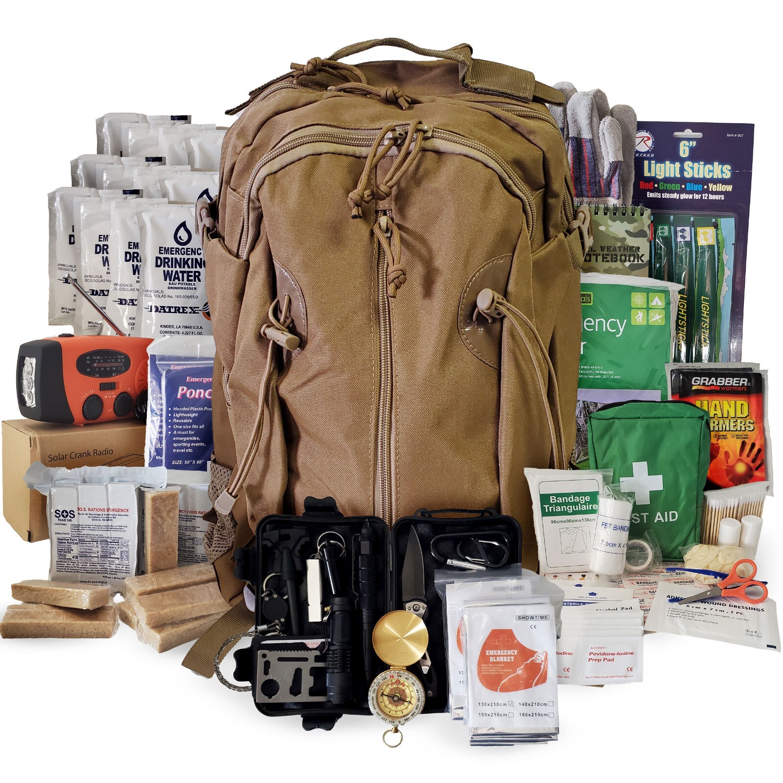 2 Person Emergency Kit/Survival Backpack for 72 Hours, Natural Disasters & More