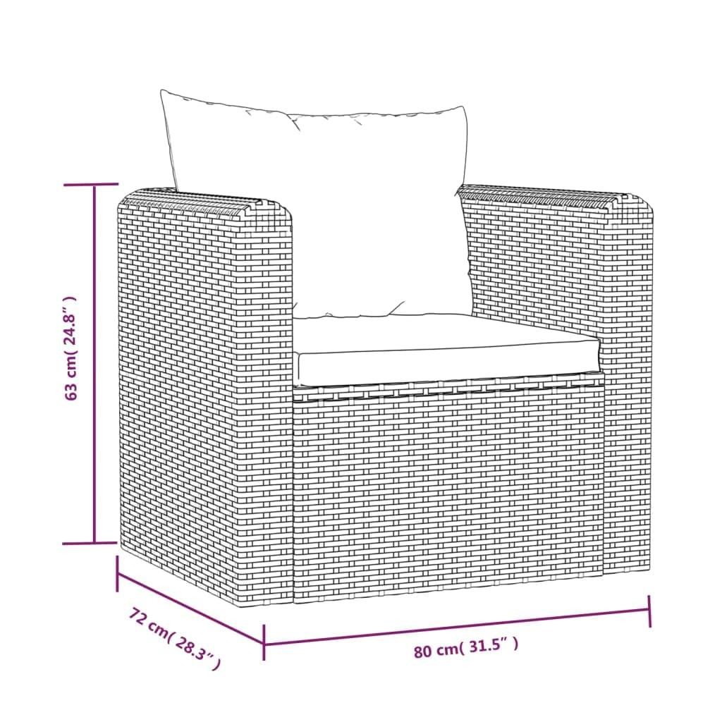 vidaXL Single Sofa Black Powder-Coated Steel Frame, PE Rattan Single