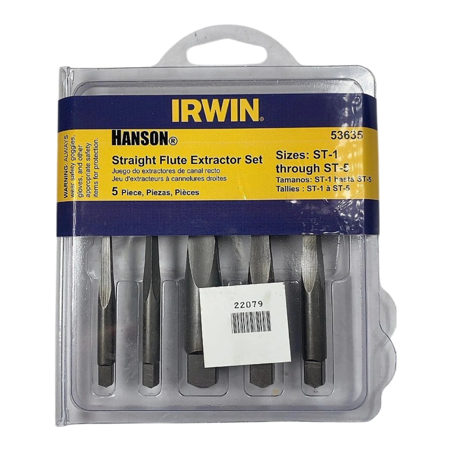 Irwin Hanson 53635 ST-1 to ST-5 Straight Flute Screw Extractor Set 5pc