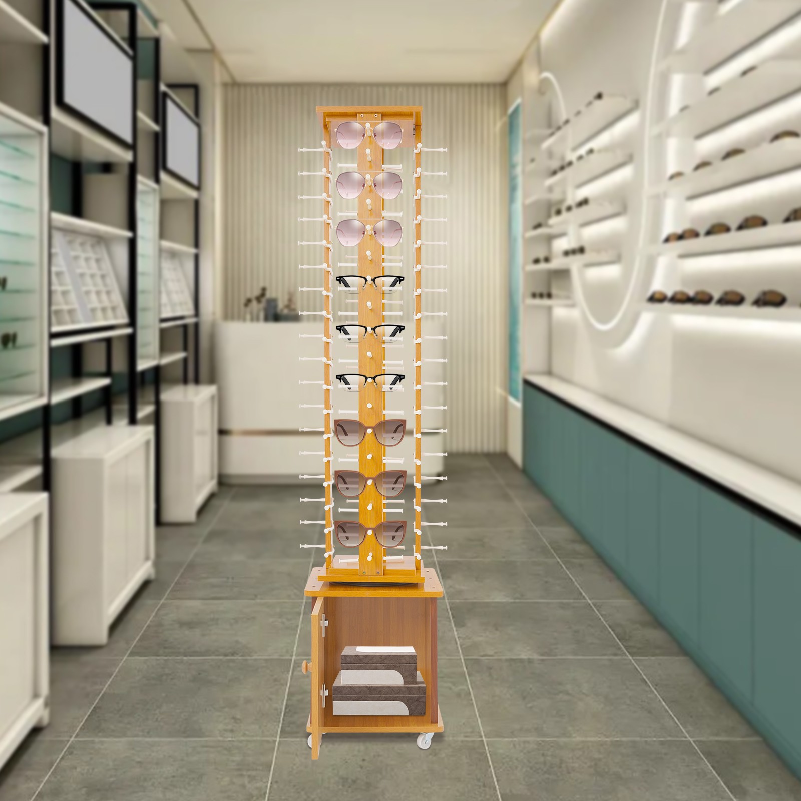 72-Pair Eyeglass Display Rack Rotating Glasses Storage Stand Floor-standing