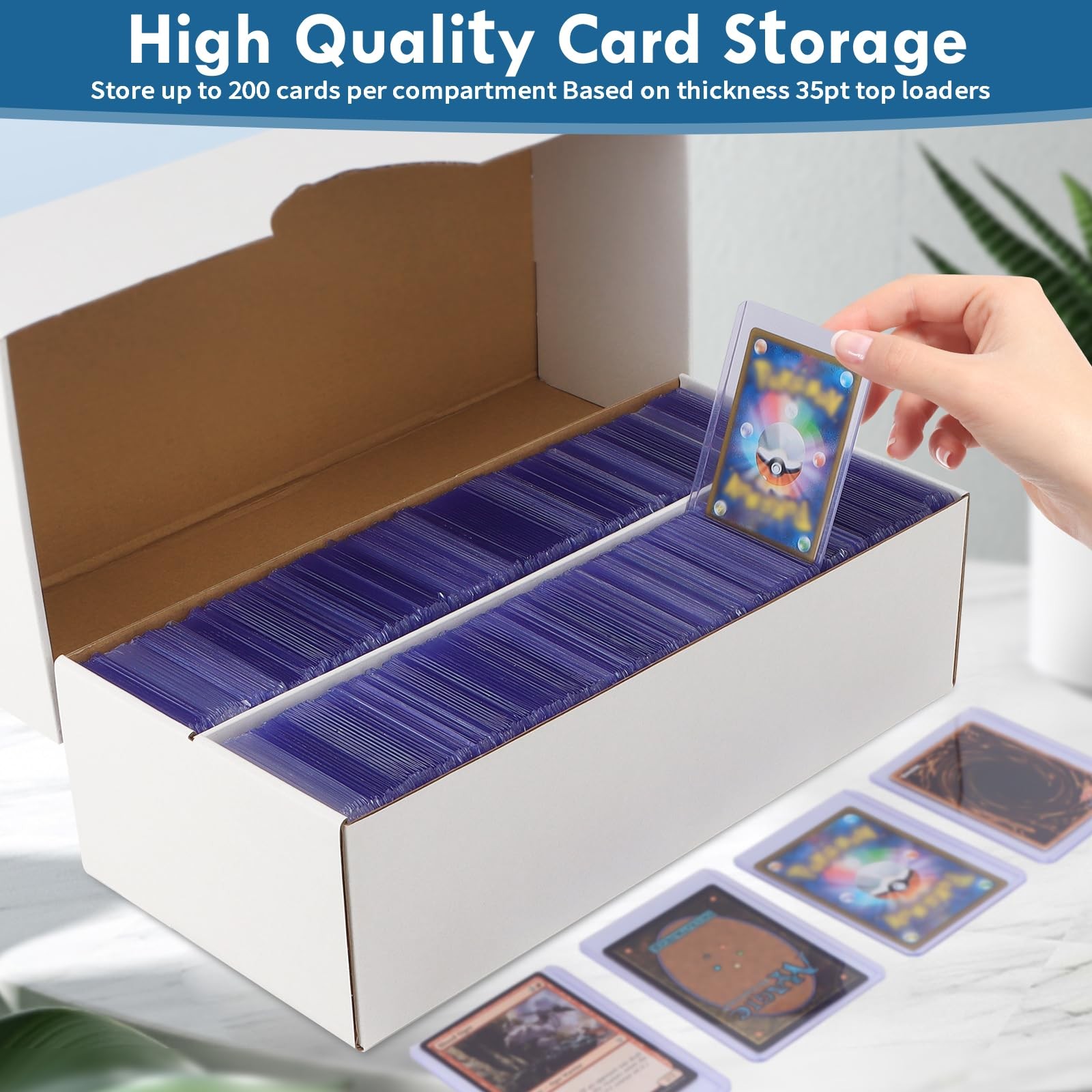 HIMOMO Trading Card Storage Box 1600 Count Bulk Sports Cards Cases Graded Cardbo