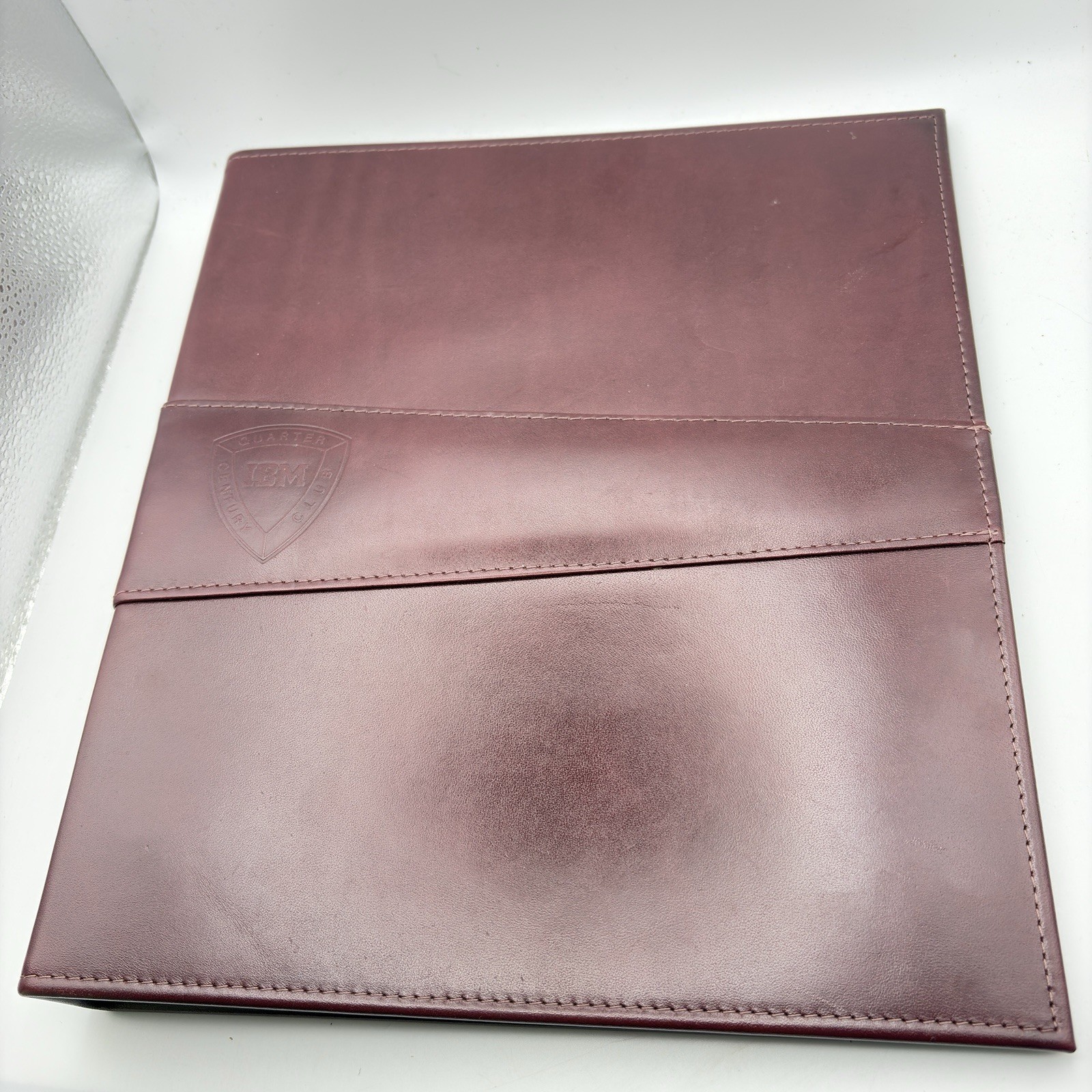 VTG IBM Quarter Century Club Leather Embossed Album Binder Employee Award