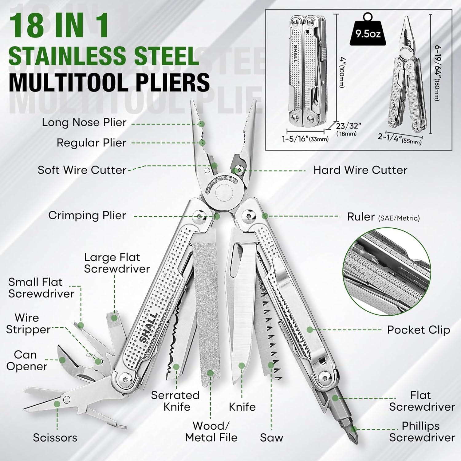 SHALL Multitool Pliers Multitools Practical Portable Pocket Camping Tools