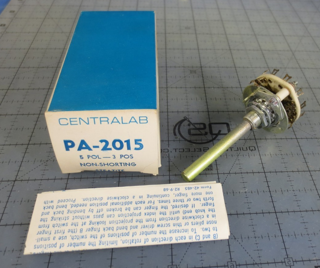 CENTRALAB PA-2015 ROTARY SWITCH 5-POL-3 POS NON-SHORTING STEATITE NIB (Free Ship
