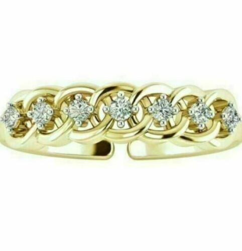0.25Ct Simulated Diamond Intertwined Adjustable Toe Ring 14k Yellow Gold Plated