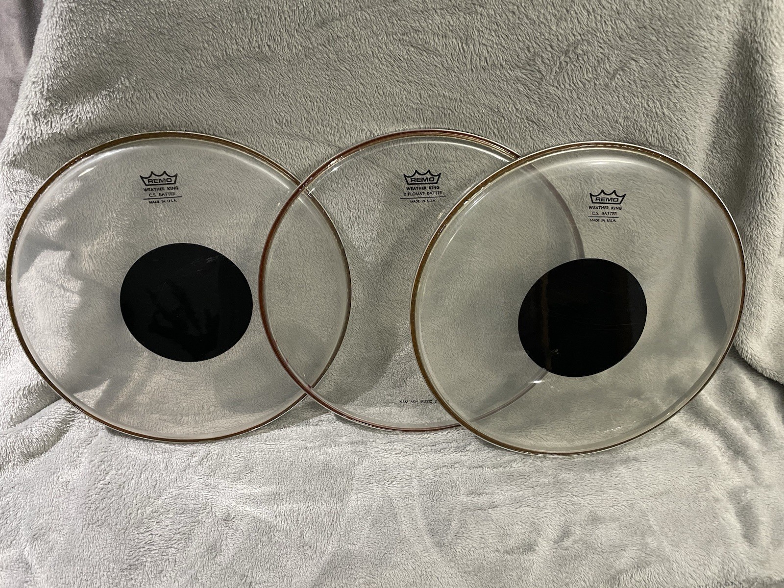 Remo 90s 12” Tom Drumheads New Old Stock Weather King CS Black Dot and Diplomat