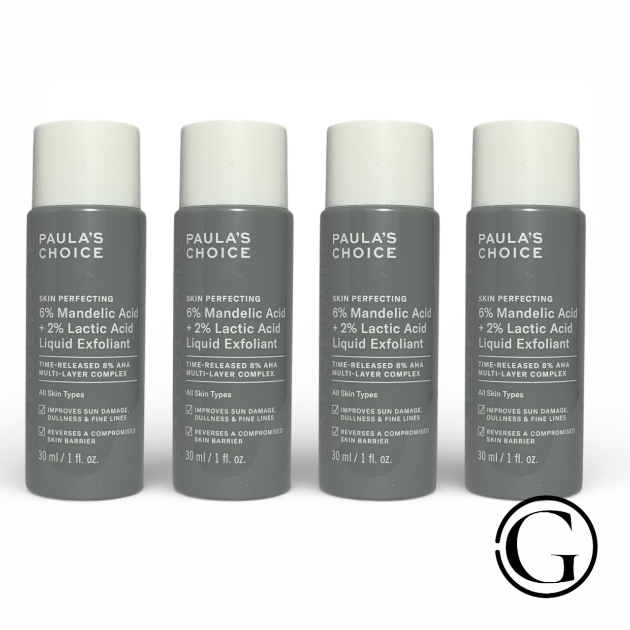 SET OF 4 PAULA'S CHOICE 6% MANDELIC ACID + 2% LACTIC ACID LIQUID EXFOLIANT 1 OZ