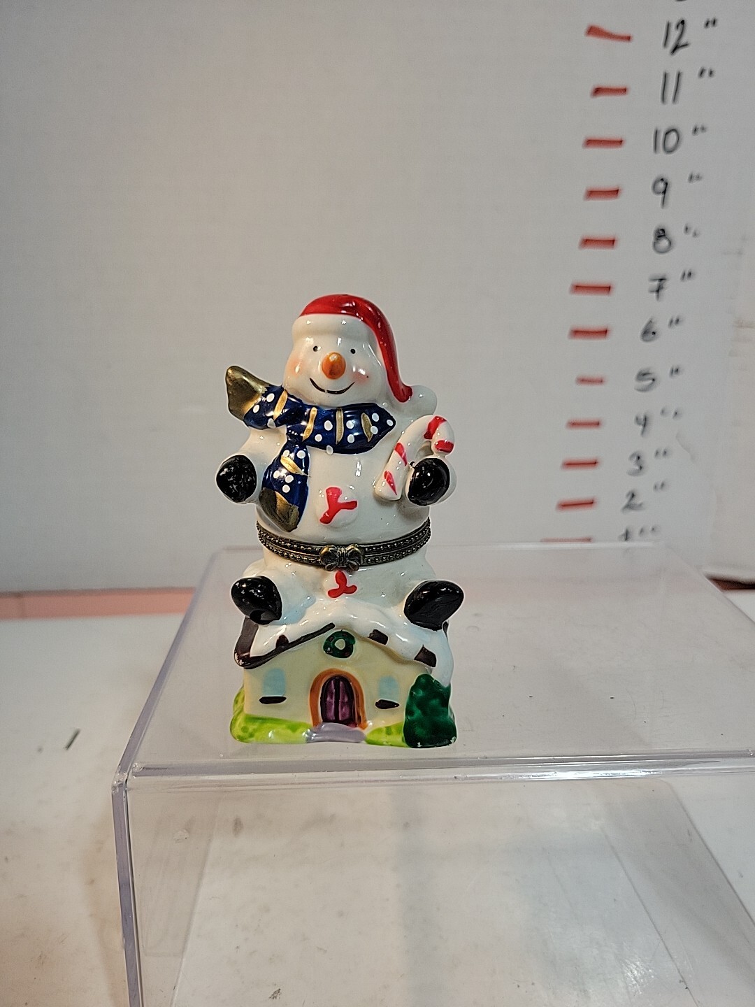 Ceramic Snowman Trinket Box