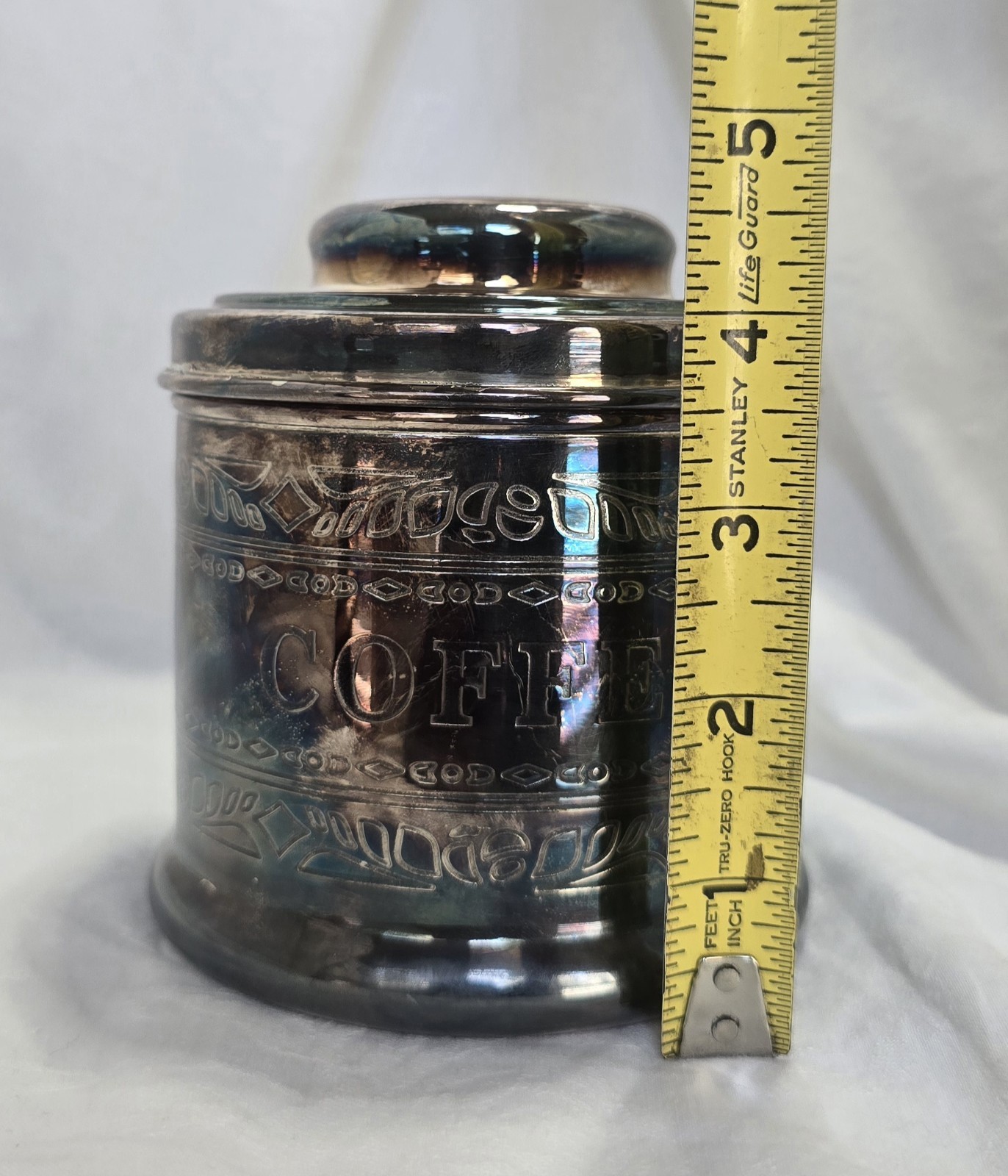 Iridescent Silver-Plated Coffee Canister